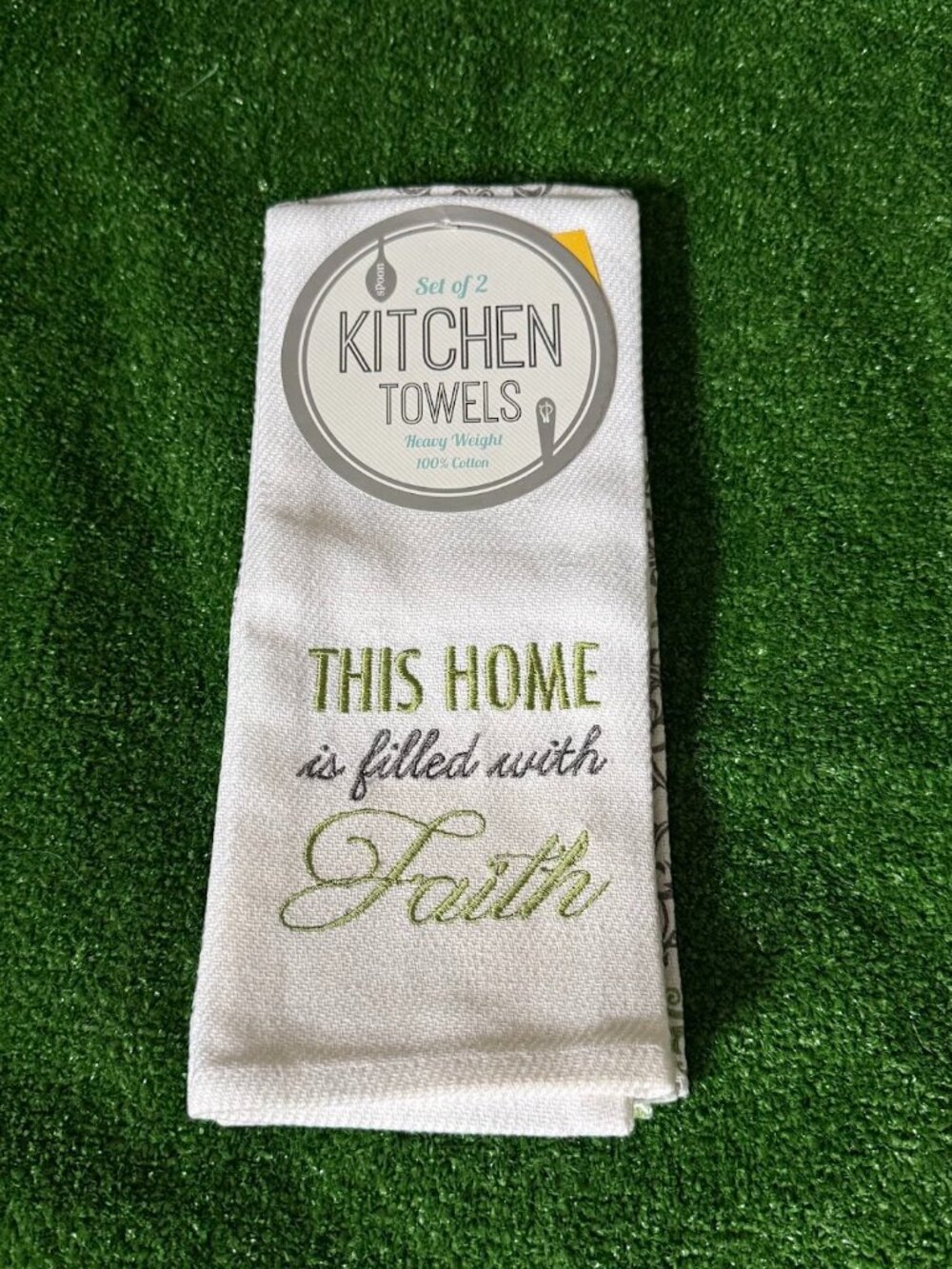 Kitchen Towels Set of 2 Heavy Weight Cotton "This Home Is Filled With Faith" NWT